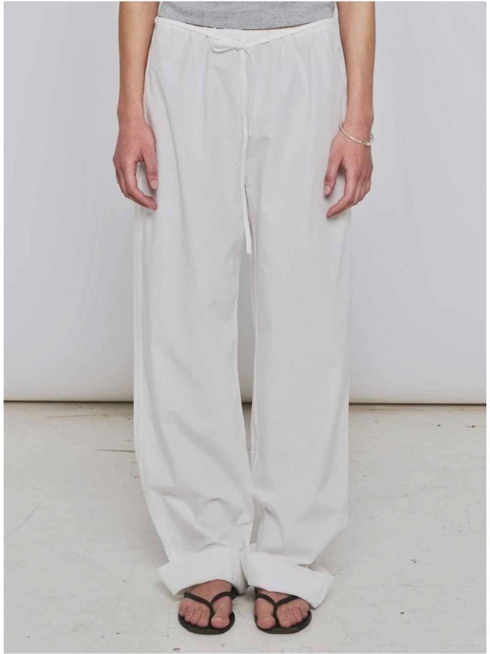 NU SWIM Rego Pants - White Organic Cotton Loose Fit Versatile Straight Leg Pants - Picture 1 of 14